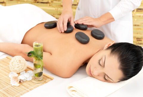 Massage with lava stones